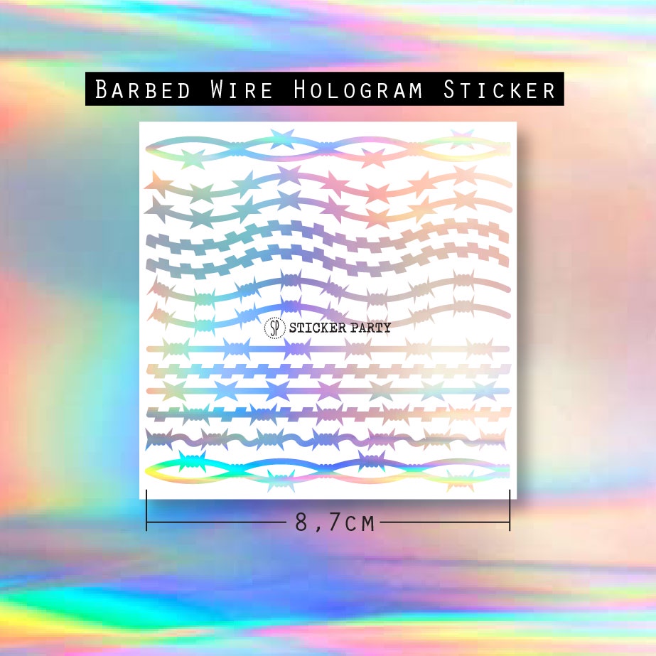 

[Sticker Party] Stiker Hologram Barbed Wire Kawat Berduri Deco Polaroid Kpop Hitam Glitter SLH01