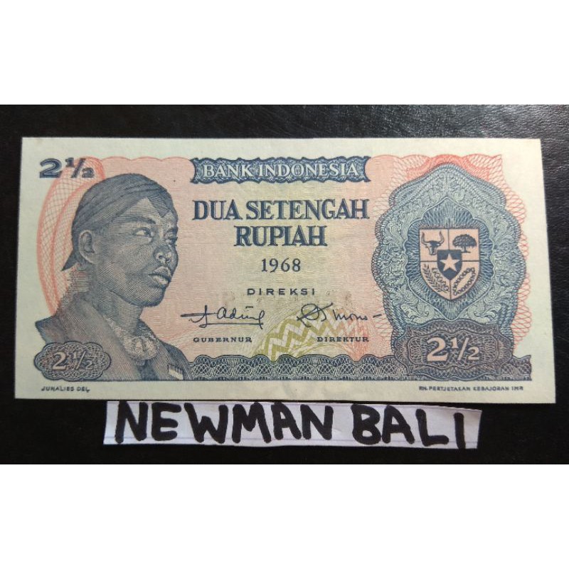 Uang Kertas Kuno 2 1/2 Rupiah Seri Soedirman Sudirman th 1968
