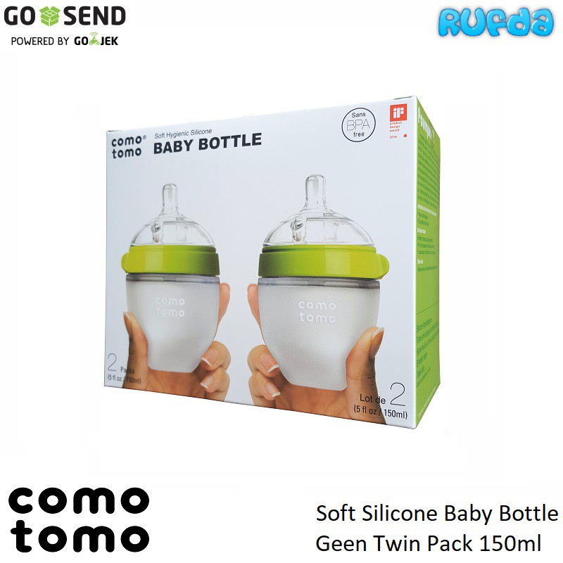 Comotomo Green Twin Pack 2x150ml Botol Susu Mirip Payudara Ibu