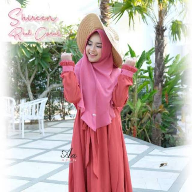 Gamis aden / shireen set / gamis set / Red coral