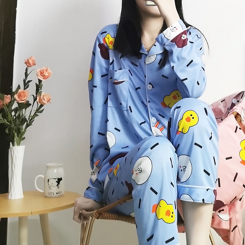 Piyama Baju Tidur Wanita Import Lengan Panjang Celana Panjang Motif Kartun KR1033