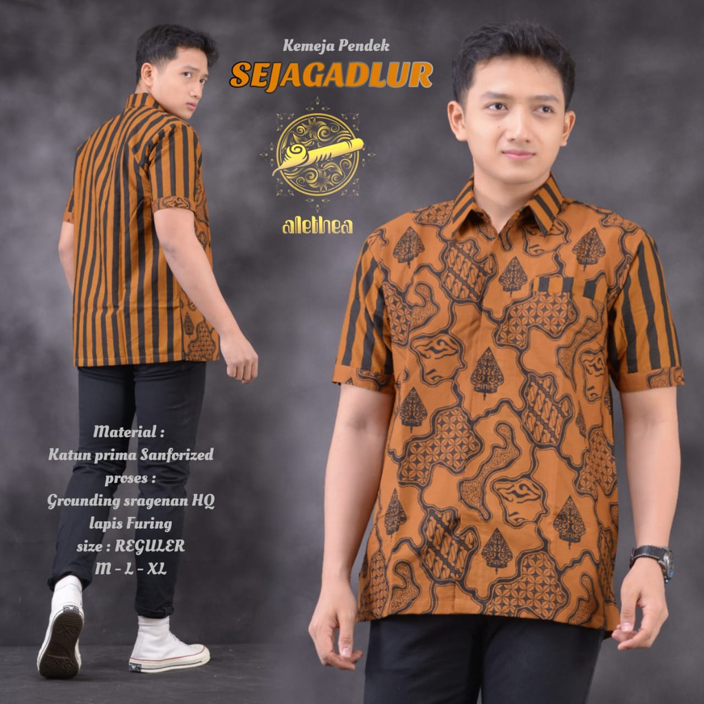 SEJAGADLUR Kemeja Batik Pria Lengan Pendek Katun Halus FULL FURING Alethea