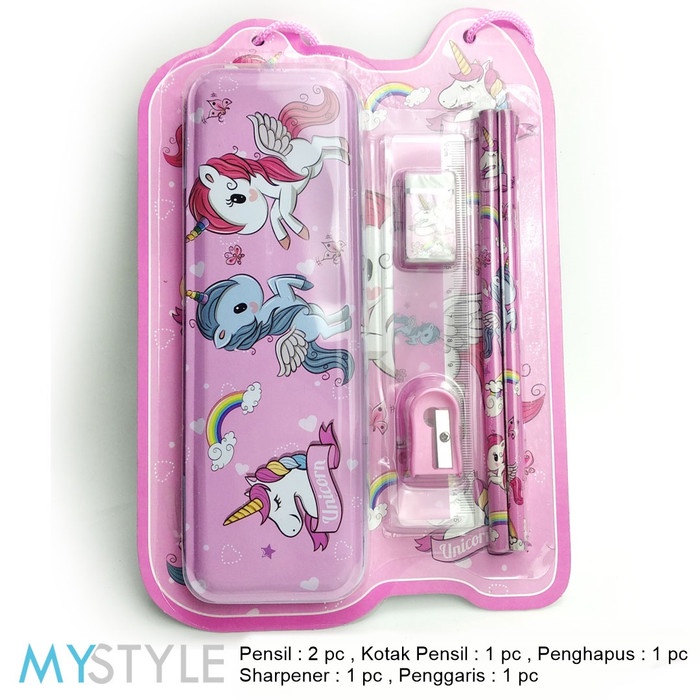 

tulis-alat-paket- paket alat tulis kotak pensil set 5 in 1 karakter pensil set lol cars - karakter