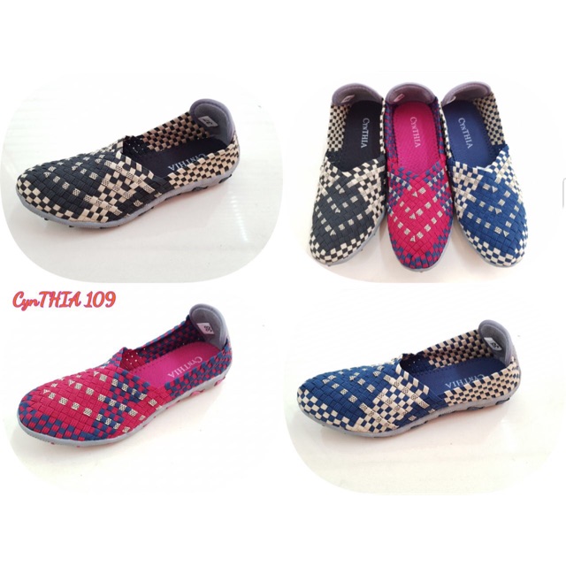Cynthia 109 sepatu IMPORT anyaman rajut wanita ORI