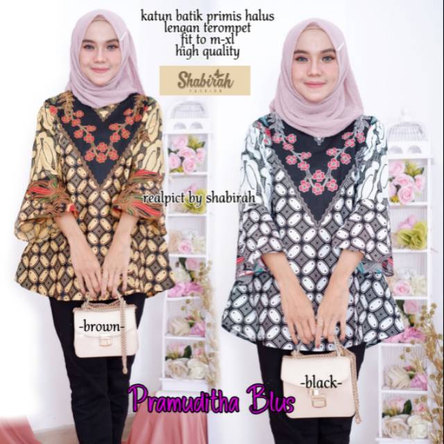 PARAMITHA BLUS - BAJU ATASAN BATIK SOLO MODERN TERBARU BATIK MAHASISWA ANAK SEKOLAH SMA SMP