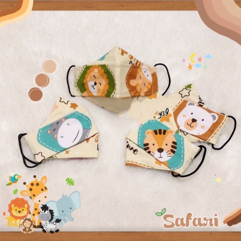 Masker Kain KF94 Evo Anak Motif Lucu Premium Cotton Mask Kids 3D Earloop