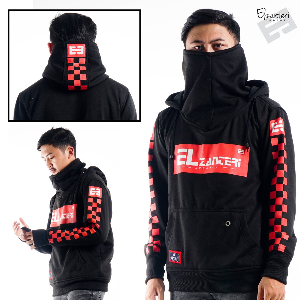 Sweater hoodie pria plus masker