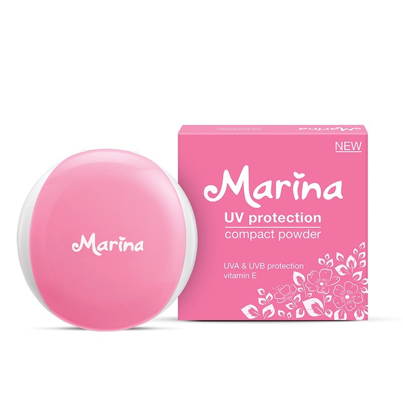 `ღ´ PHINKL `ღ´ Marina Compact Powder UV Brightening bedak padat anti minyak mencerahkan