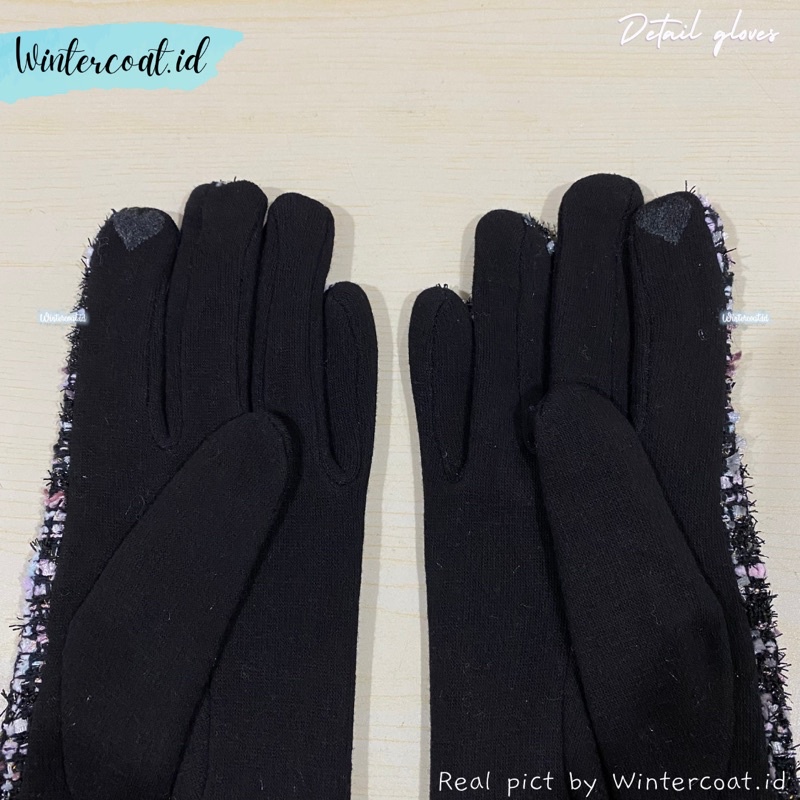 Sarung tangan wanita import winter gloves woman korea style elegant tweed musim dingin fashion