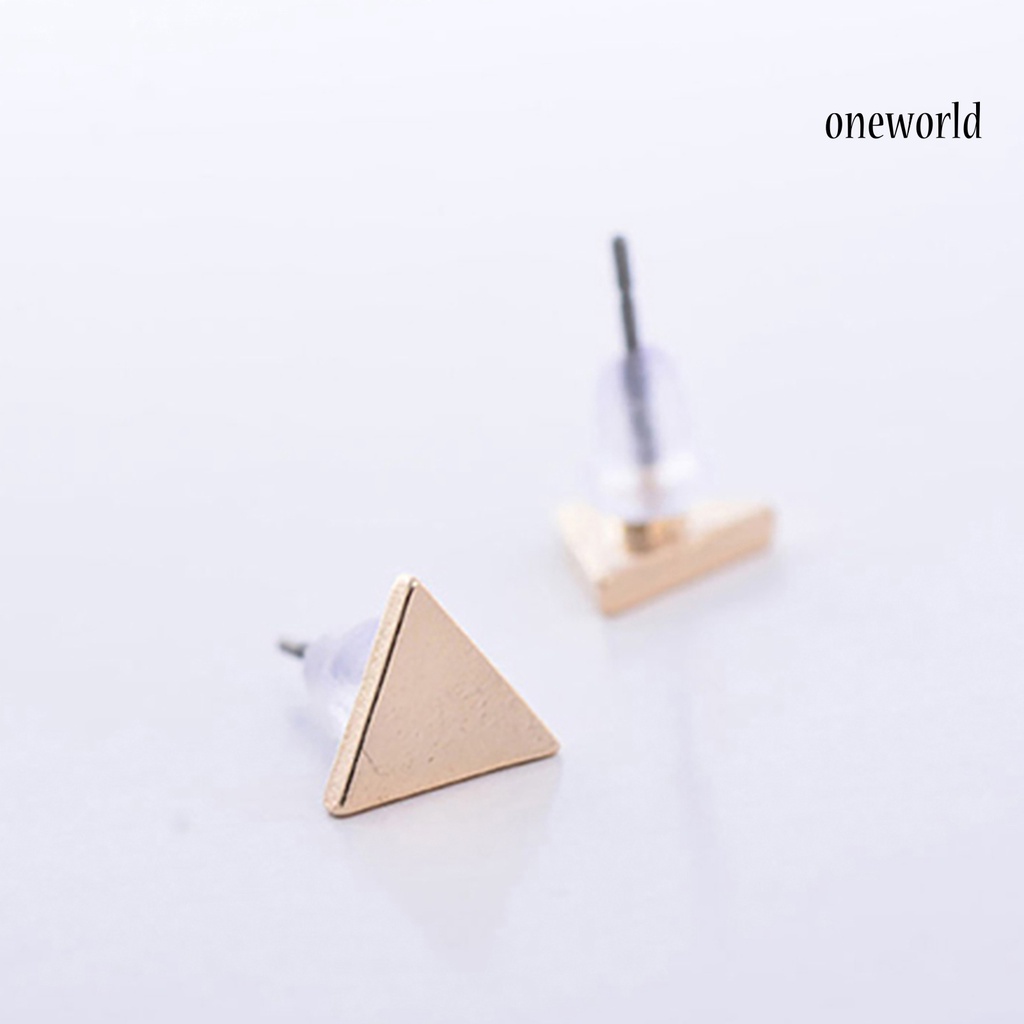 OW@ 1 Pair Ear Studs Triangle Fashion Jewelry Alloy Lady Punk Style Simple Triangle Earring for Dating