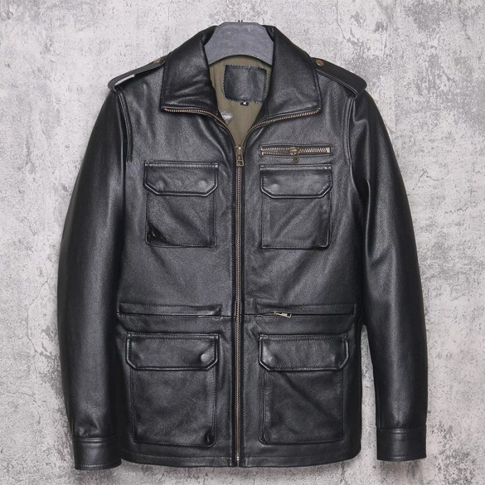 jaket kulit pria dari kulit asli domba/ jaket kulit safari original 100% kulit asli domba kualitas n