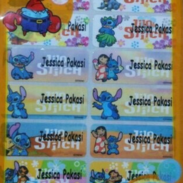 

Label nama waterproof lilo and stitch
