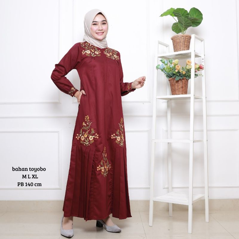 GAMIS KATUN TOYOBO BORDIR / GAMIS POLOS / GAMIS KATUN / GAMIS TERBARU / GAMIS TERLARIS / DREES