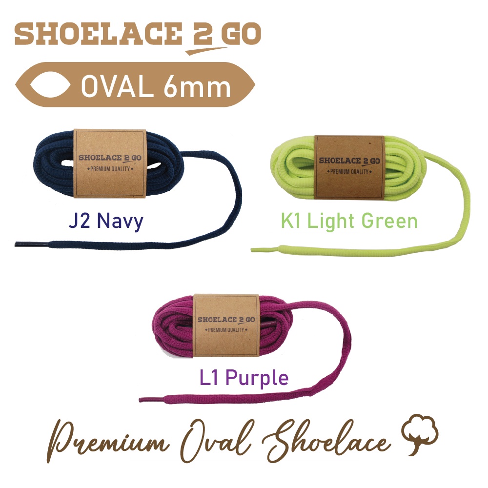 SHOELACE 2 GO PREMIUM TALI SEPATU LONJONG OVAL - SO6 - 115CM - 6MM