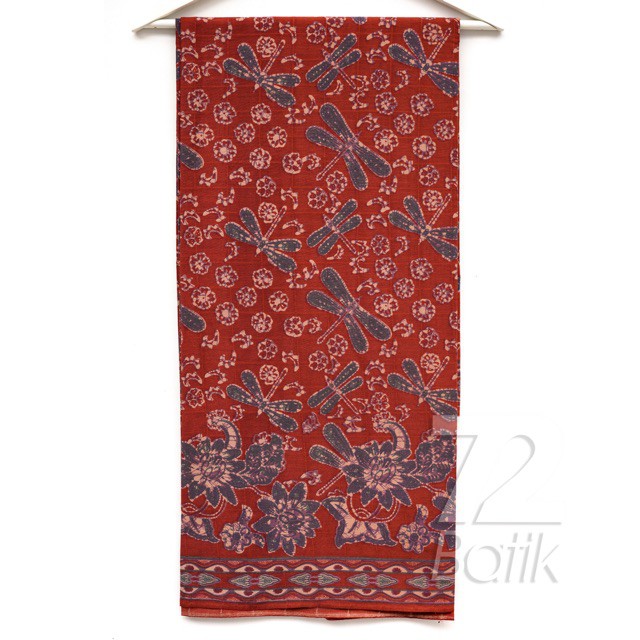 BATIK PRIA LENGAN PANJANG Kemeja Premium Motif Capung Warna Merah Bata 721149 Cap 72 - Baju Kemeja Atasan Pakaian Setelan Batik Pria Cowok Laki Laki Remaja Keluarga Kantor Lengan Panjang Modern Slimfit Slim Fit Premium Kekinian