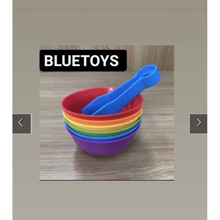 BLUETOYS MANGKUK 6 PC DAN TWEEZER BESAR 1 PC/MAINAN EDUKATIF TERAPI WICARA/MONTESSORI/MOTORIK HALUS/OKUPASI TERAPI