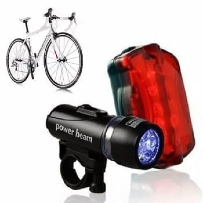 LAMPU SEPEDA DEPAN 5LED + LAMPU BELAKANG / LAMPU SEPEDA DEPAN BELAKANG