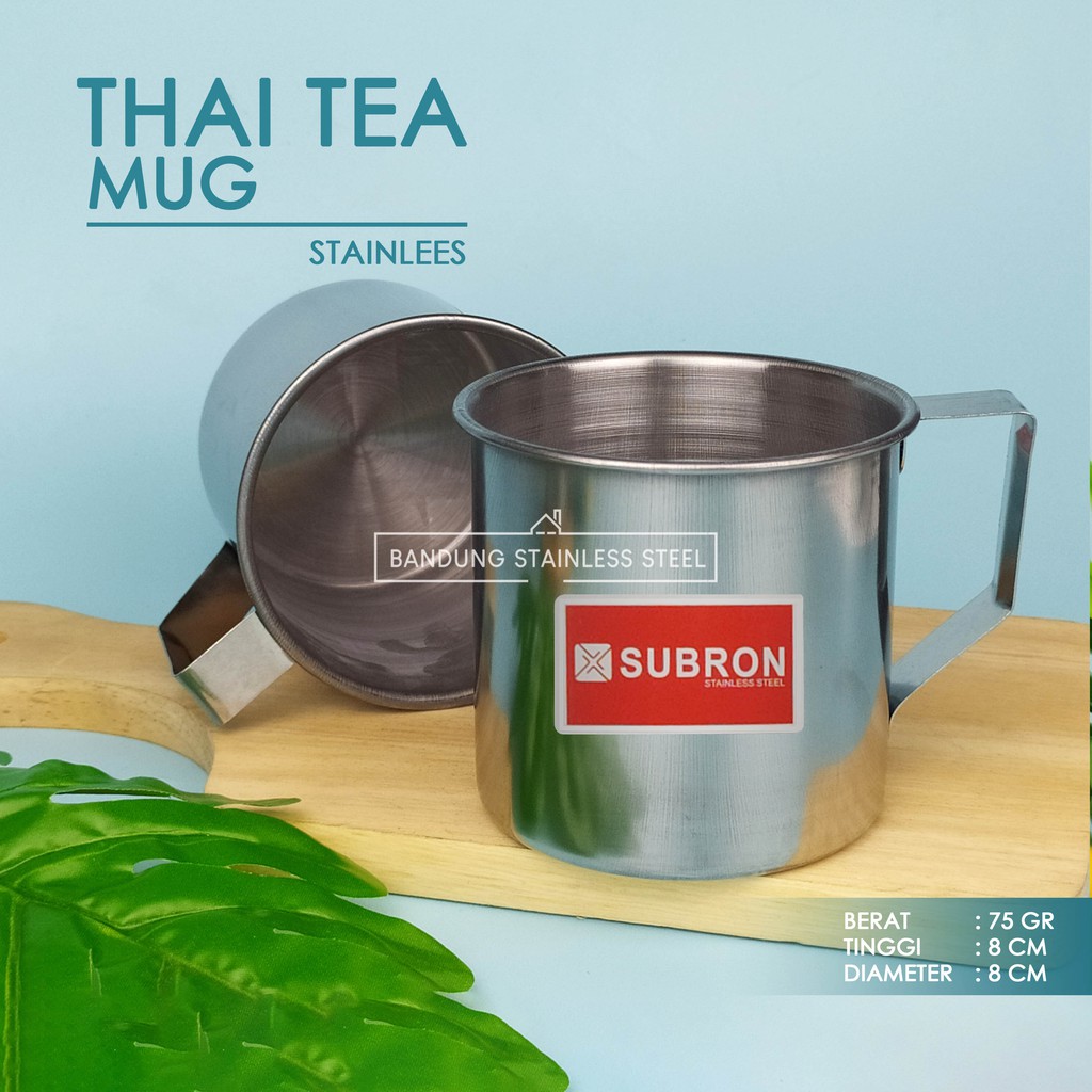 Thai tea Muk mug cangkir 8cm gelas stainless steel tebal murah elegan