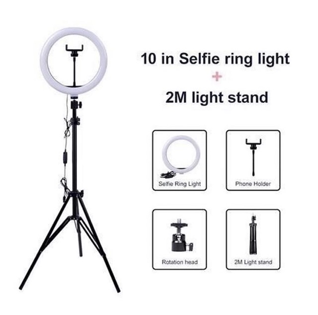 (COD) Ringlight 26 cm lengkap dapat tripod 2 meter selfie makeup lampu tiktok