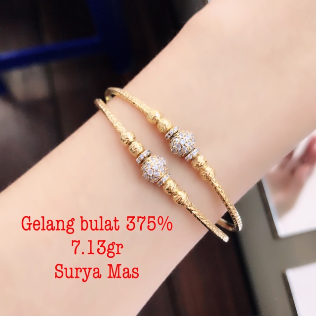 Gelang bulat dior emas 375%