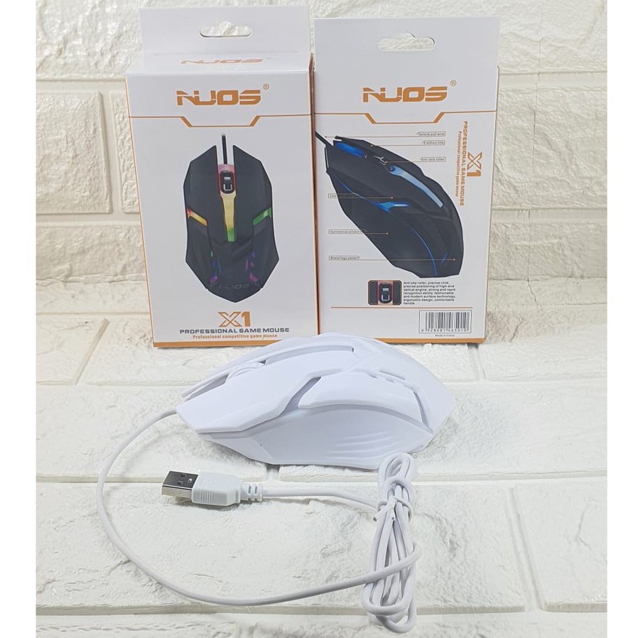 NOUS X1 Mouse Gaming Kabel Original LED With cable Mouse Game RGB X17 Light LED