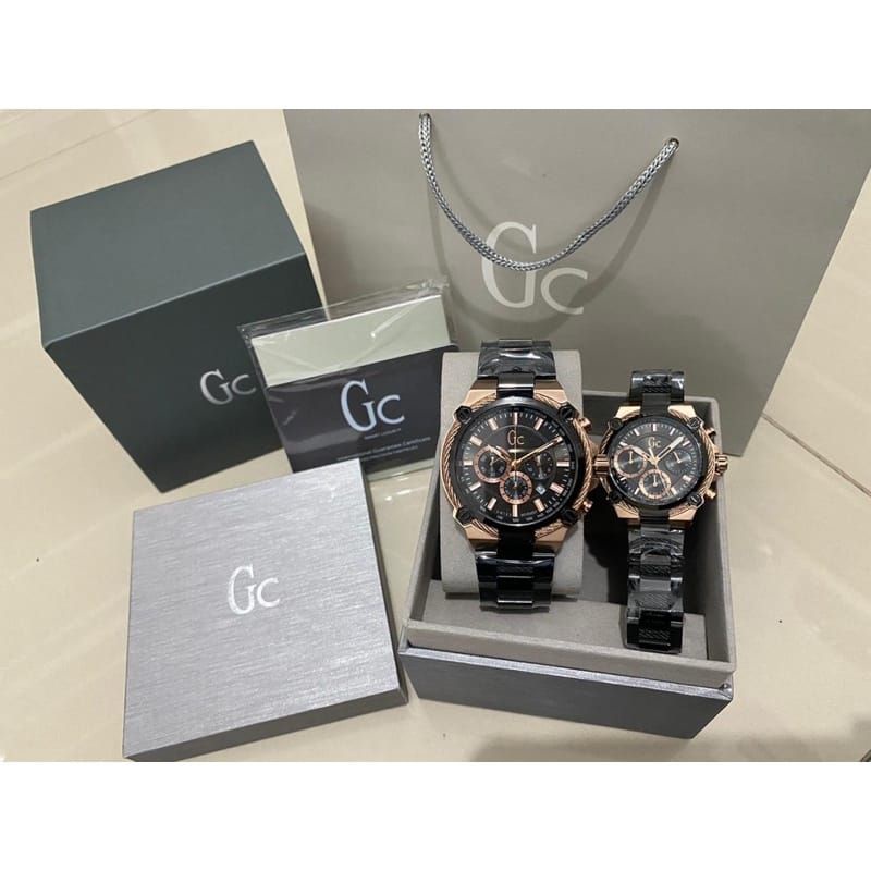 JAM TANGAN GC GUESS COLLECTION BLACK Y25003G201 PRIA/WANITA / COUPLE