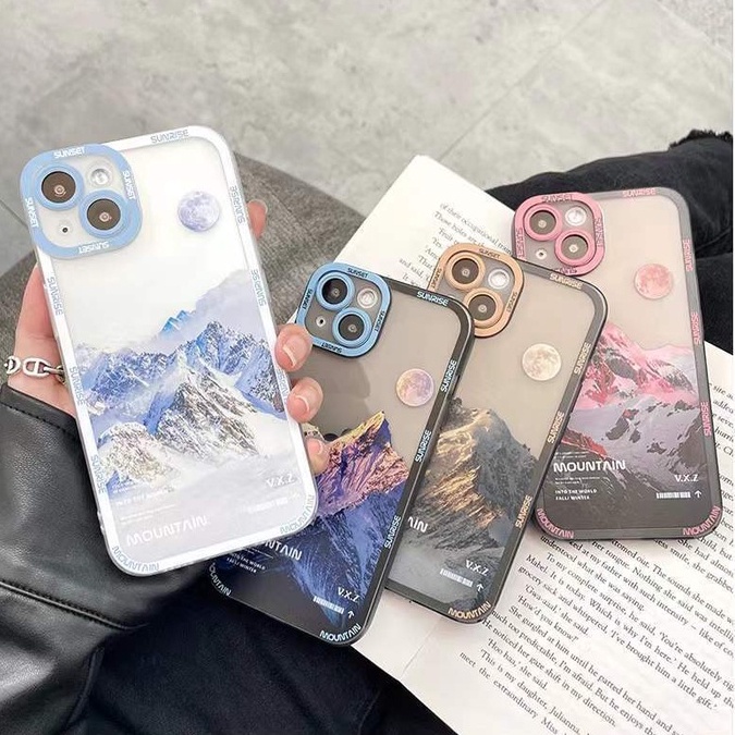 Soft Case Transparan Desain Gunung Untuk IPhone 13 13pro 12promaxSE2 2020 / 11 Pro MAX / 6S / 7 / 8 Plus / XR