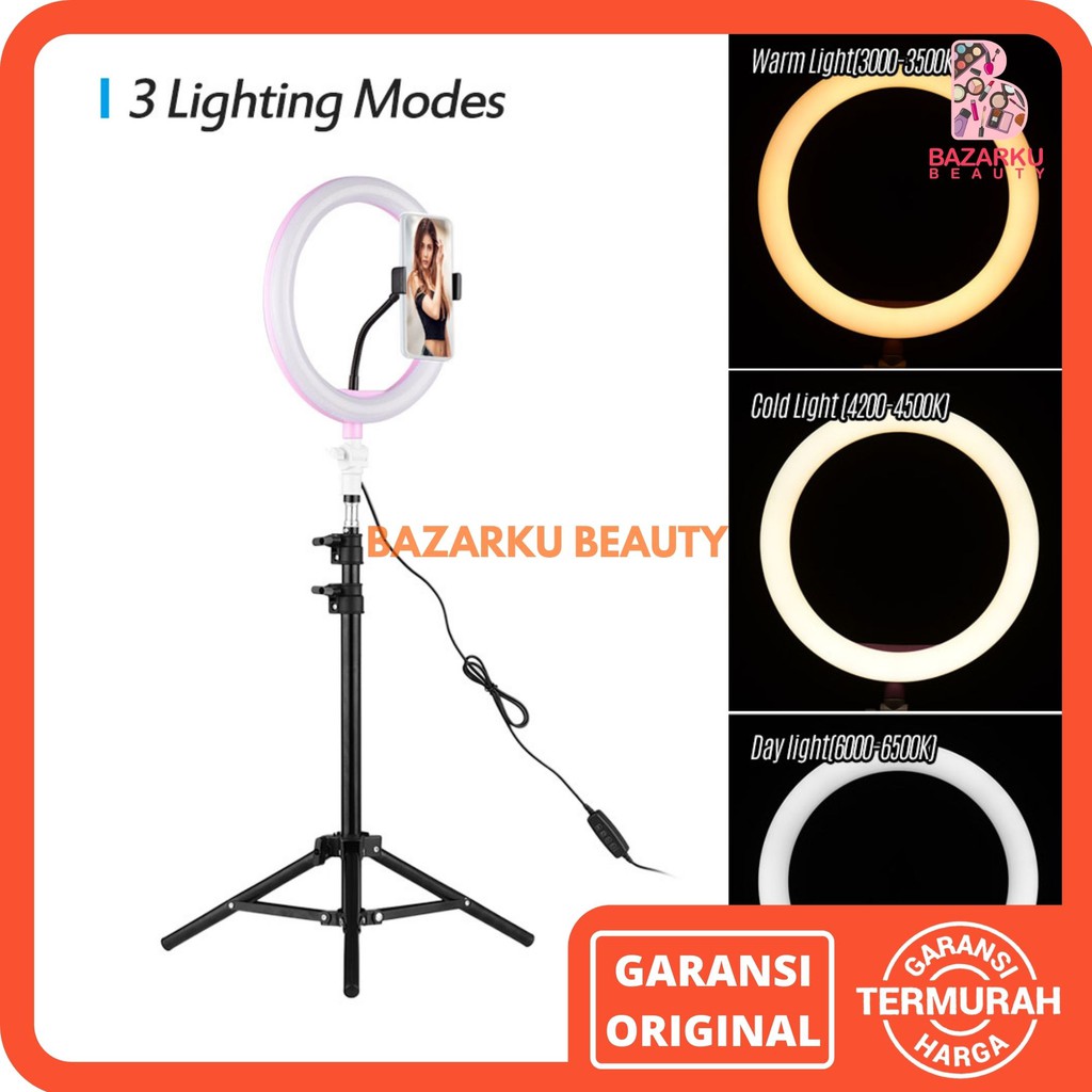 Paket Ring Light LED 26Cm Lampu Make Up Tripod Ring Light Ring LED Ring Light Selfie