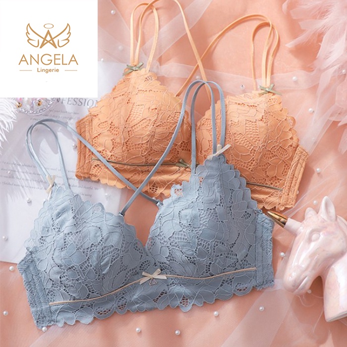 ANGELA PREMIUM JAPAN Bra BH Push Up Set Tanpa Kawat Celana Dalam Wanita Bikini Sport Beha Lingerie Korea Fashion Remaja Perempuan Sexy Stretch Pakaian Dalam BISA COD Renang Motif Cewek Pita Bunga Murah Irene