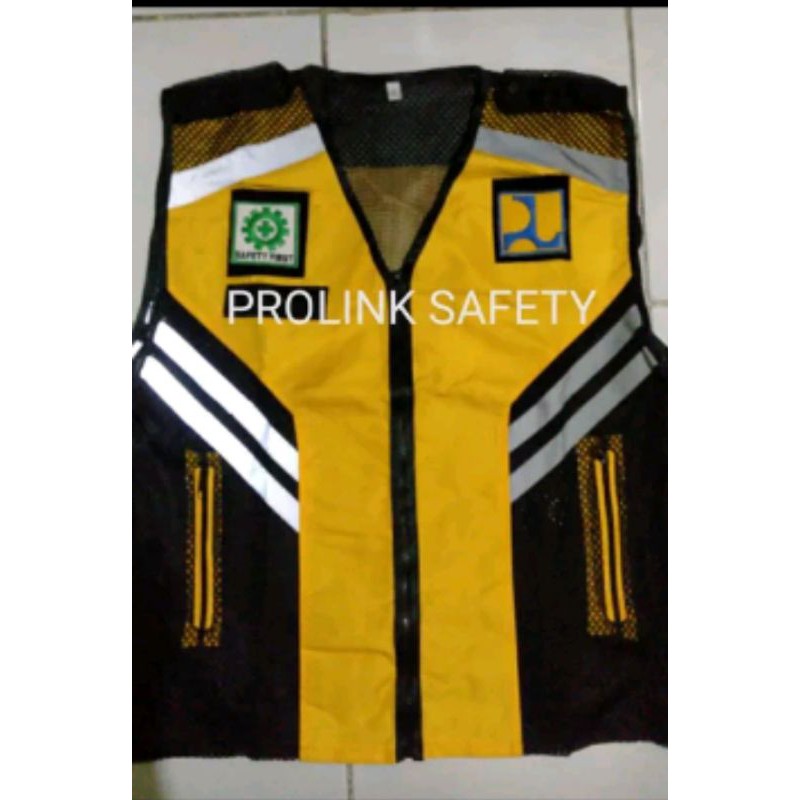 ROMPI SAFETY PU KUNING HITAM BAHAN TASLAN SAMPING JALA