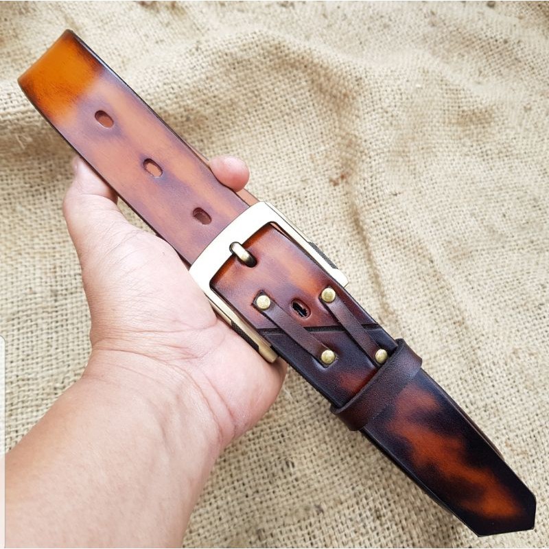 CUSTOM SABUK IKAT PINGGANG GESPER KULIT SAPI ASLI PREMIUM  DBR1 pria keren casual