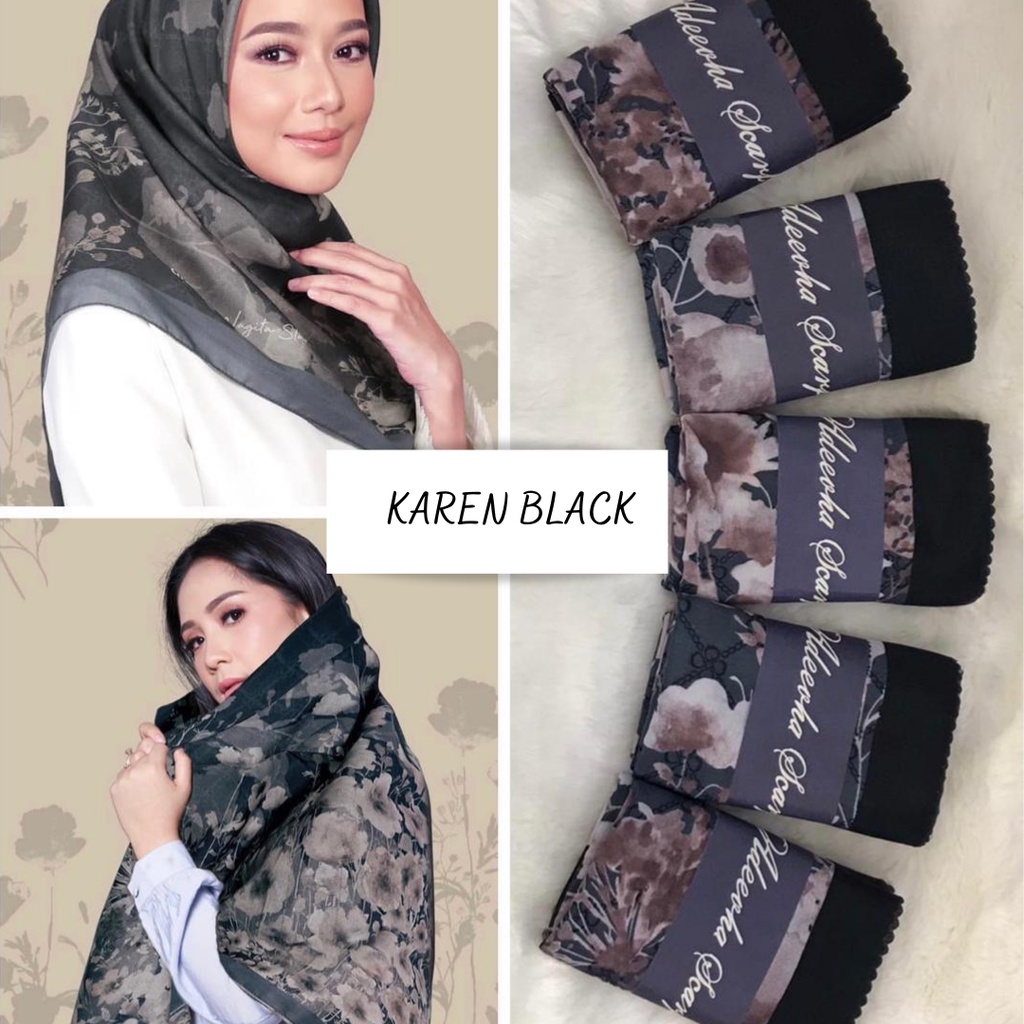 COD PROMO DENAY KW HIJAB SEGIEMPAT VOAL MOTIF / JILBAB DEENAY KW MOTIF TERMURAH-KAREN BLACK