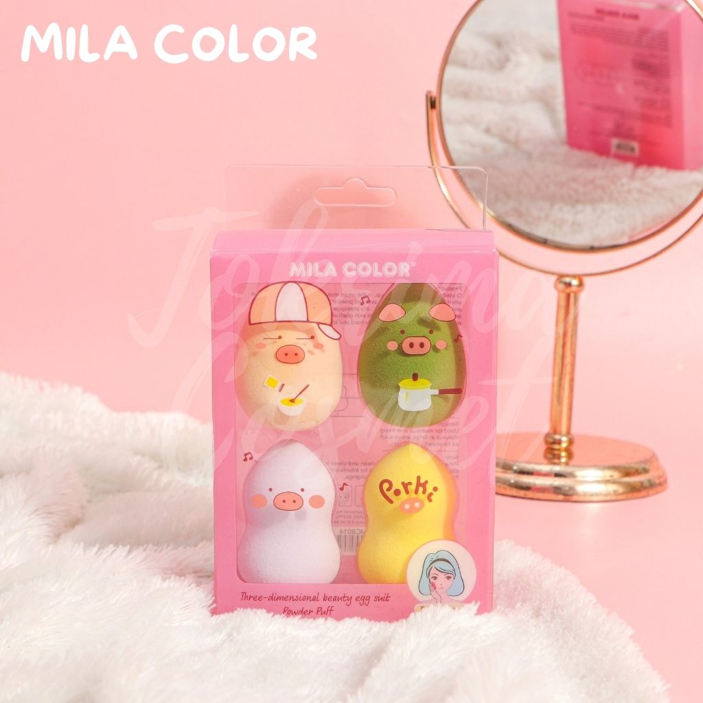 MILA COLOR [4Pcs/Set Spons Beauty Blender Sponge /Make Up Tools / Spons Blender / Spon Makeup Foundation / Bedak / TOKRIMACOSMET