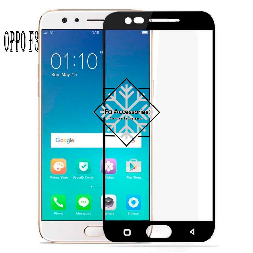 Tempered Glass 5D Full Lem OPPO F3 HITAM / PUTIH SCREEN GUARD FULL GLUE