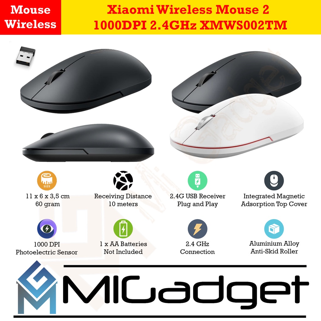 Wireless Mouse 2 1000DPI 2.4GHz XMWS002TM