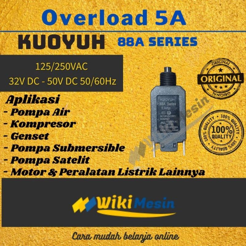 Overload Pompa air  Sibel 5a Seri 88A kuoyuh Overload pompa celup