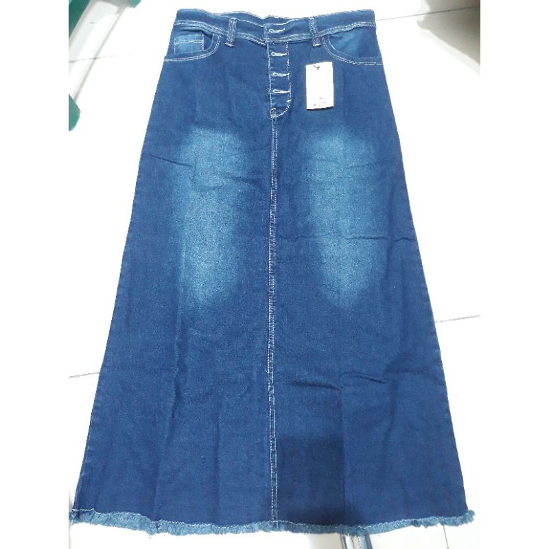 Rok Span Jeans Kancing Depan Size 31-34