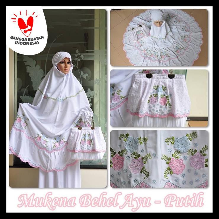 Mukena Dewasa Bordir Tas Behel Ayu Putih