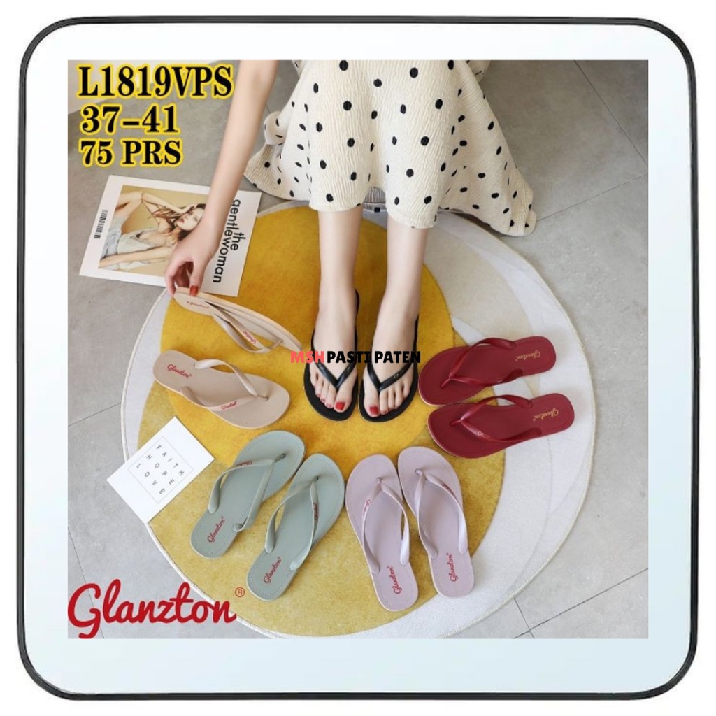 Sandal jelly teplek wanita dewasa merk glanzton L1819 original ukuran 37-41 Sandal import