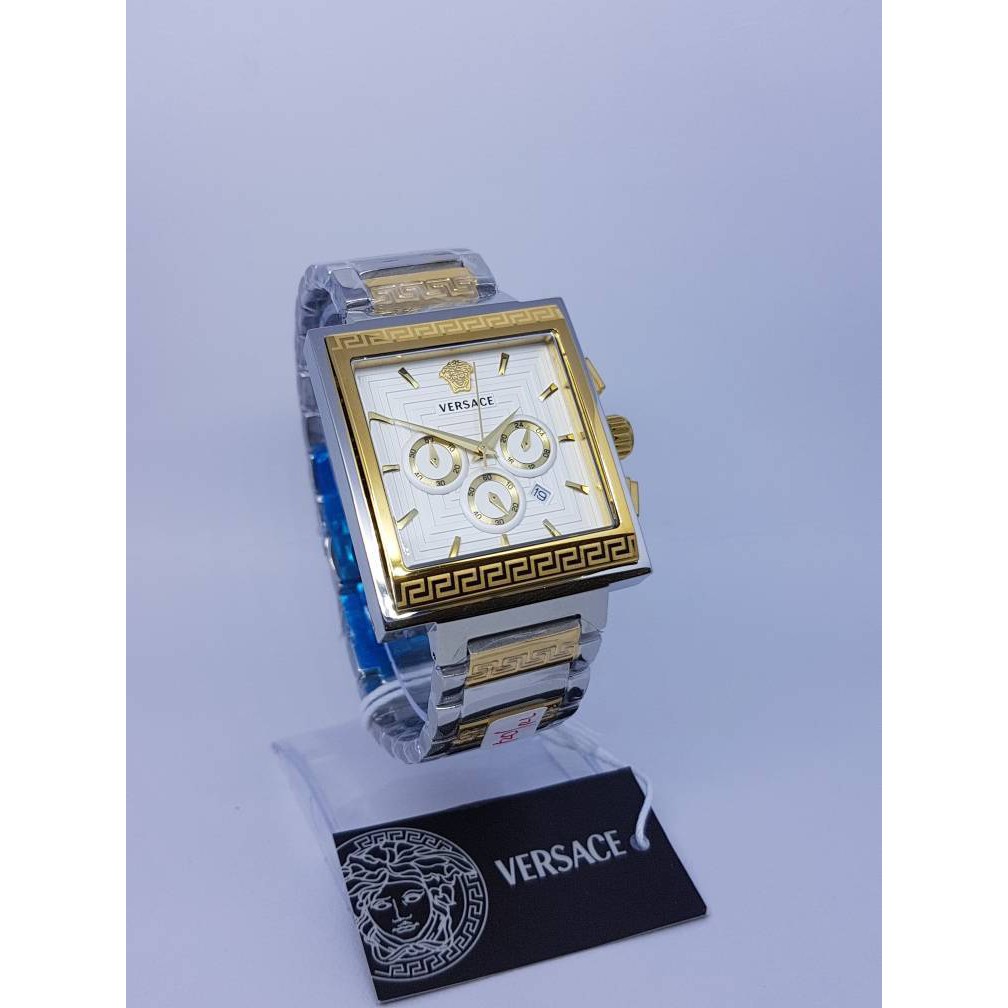 JAM TANGAN PRIA WANITA VERSACE SQUARE CRONOGRAPH RANTAI GRADE A SUPER