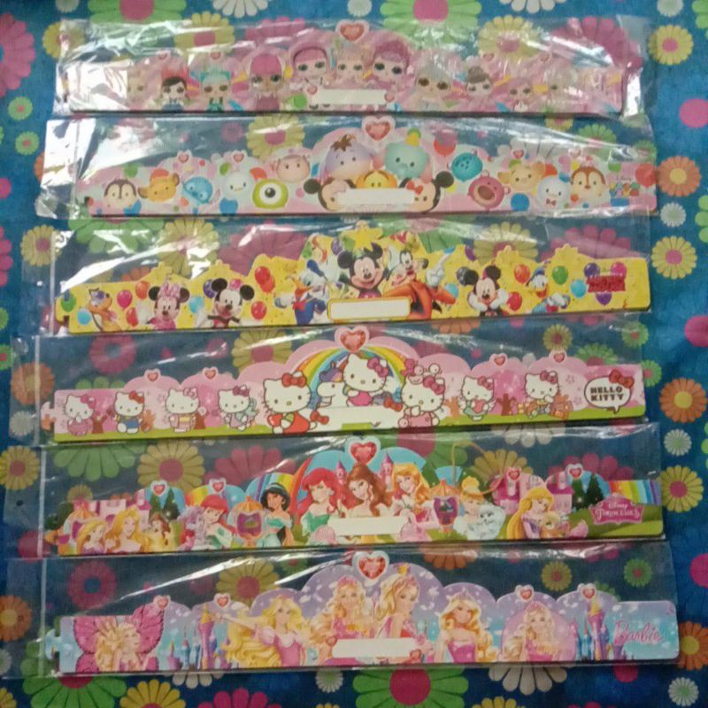 Topi mahkota karakter isi 10 ulang tahun happy birthday party pesta hbd kertas paper tebal premium