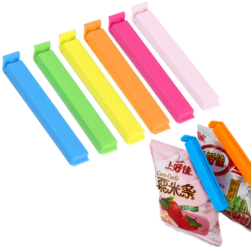 1pc Klip Penjepit Kantong Makanan / Snack / Buah Kering Portable Bahan Plastik Warna Acak Untuk Dapur