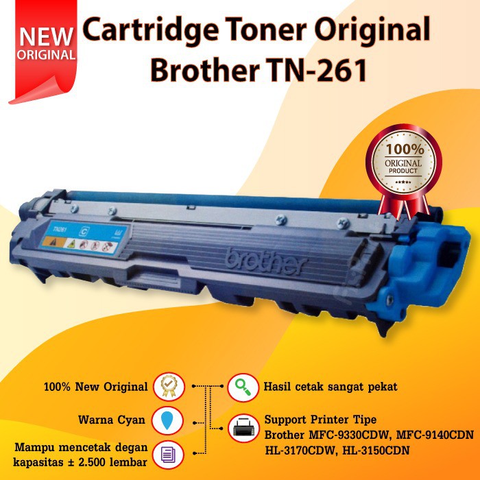 Toner Brother Original TN261 Cyan , Printer HL-3150CDN HL-3170CDW