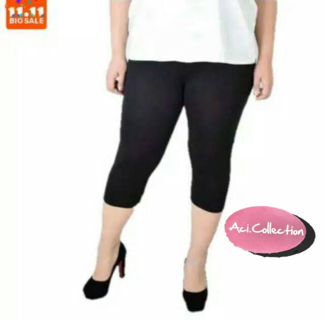 Legging Jumbo 7/8 Bahan Spandex (Licin) / Legging Jumbo Bawah Lutut