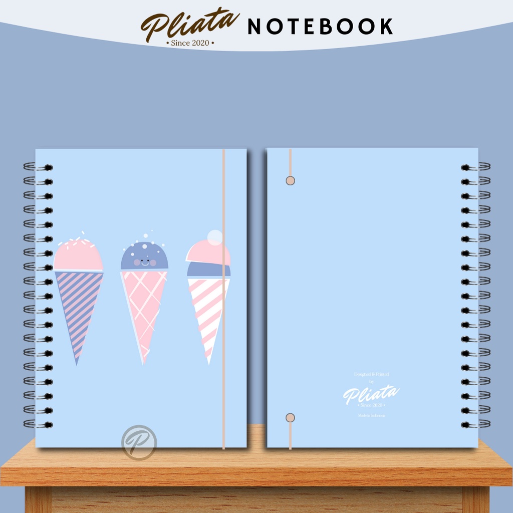 PLIATA NOTEBOOK SPIRAL - (PN6) Blue Icecream - Softcover Doft Aesthetic Book Buku Tulis