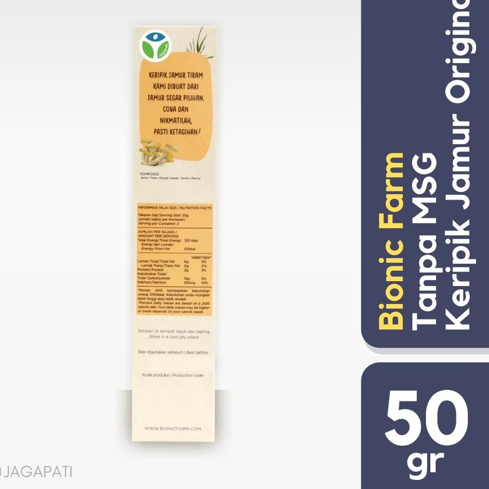 

HITZ 2021 Bionic Farm - Keripik Jamur Original 50gr- Snack Sehat - Tanpa MSG