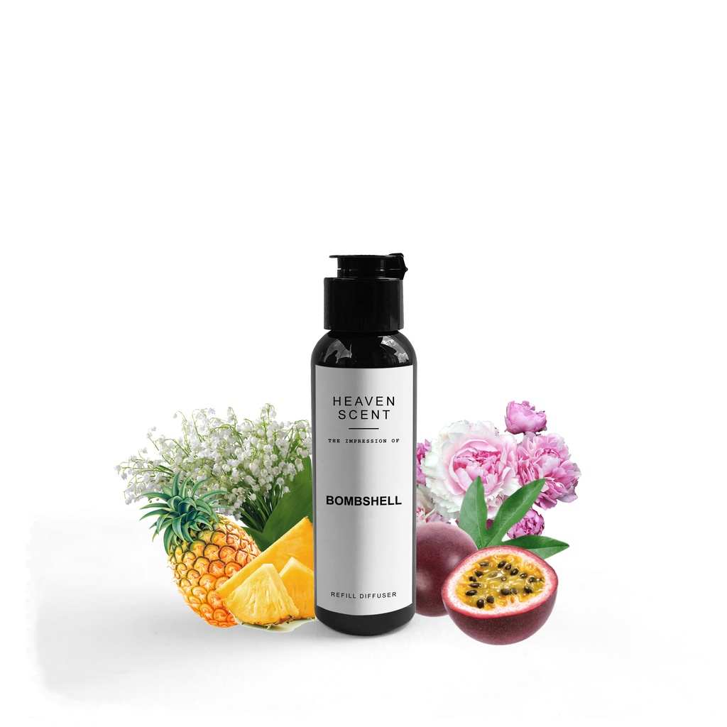 HEAVEN SCENT Refill Luxury Reed Diffuser 100 ml - Pengharum Ruangan Aromaterapi Inspired by Fragrance-Bombshell