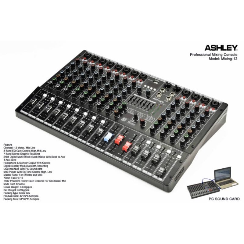 Mixer Ashley mixing 12 Original Profesional Mixing Console