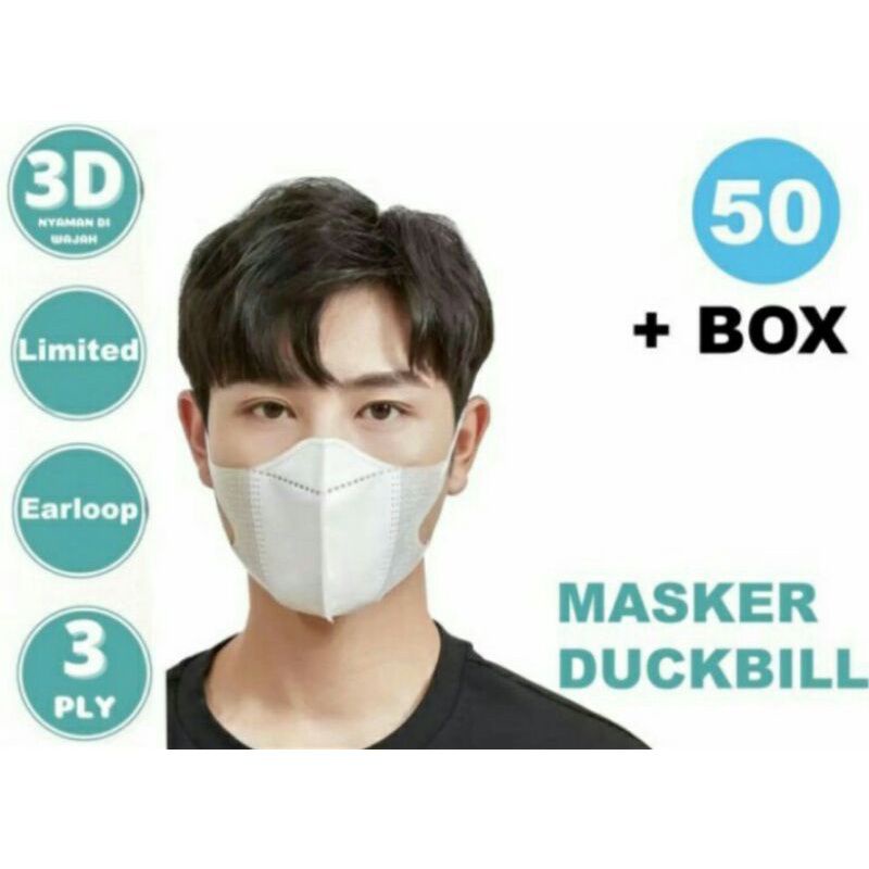 TERMURAH !! COD Duckbill Bell Mask isi 50 Earloop / Headloop Masker 3ply