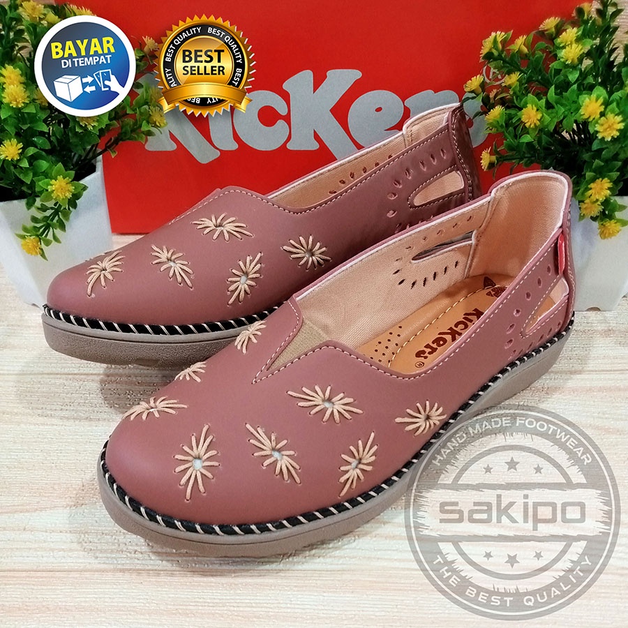 PROMO 12.12 BIRTHDAY SALE SEPATU WANITA DEWASA REMAJA FLAT KICKERS MOTIF SULAM BUNGA TERBARU TERMURAH / SAKIPO